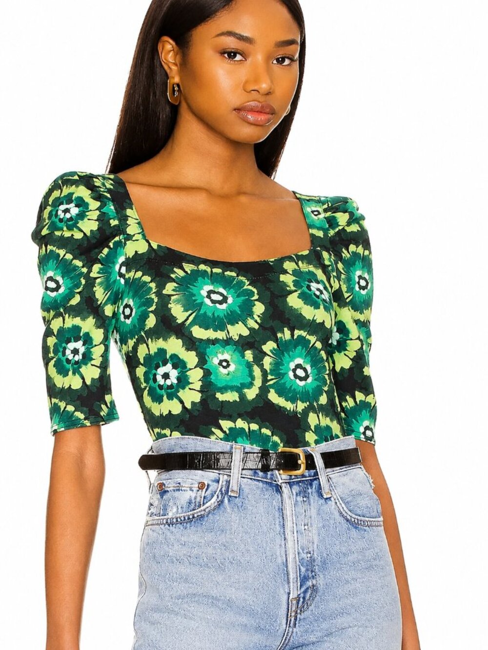 Free People Give Me More Top Square Neck Strappy Back Kerchief Hem M
